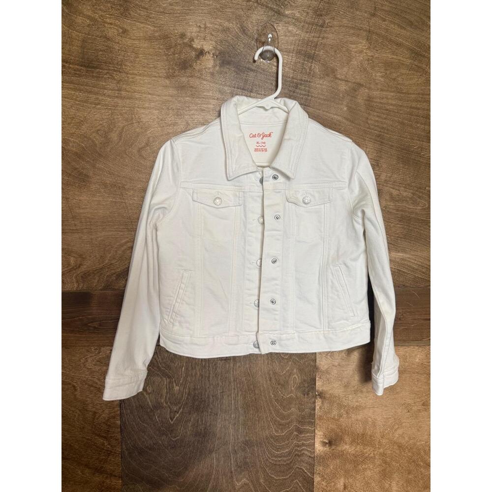Cat & Jack White Buttonup Classic Denim Jacket Girls Size XL